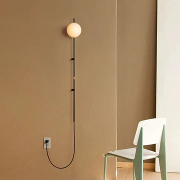 Modern Plug-in Black Wall Sconce Globe Shade Indoor Wall Light